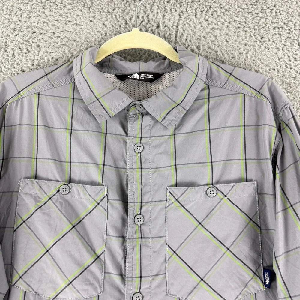 The North Face Button Down Shirt Mens Large Gray Plaid Hiking NF00CP4H Outdoor